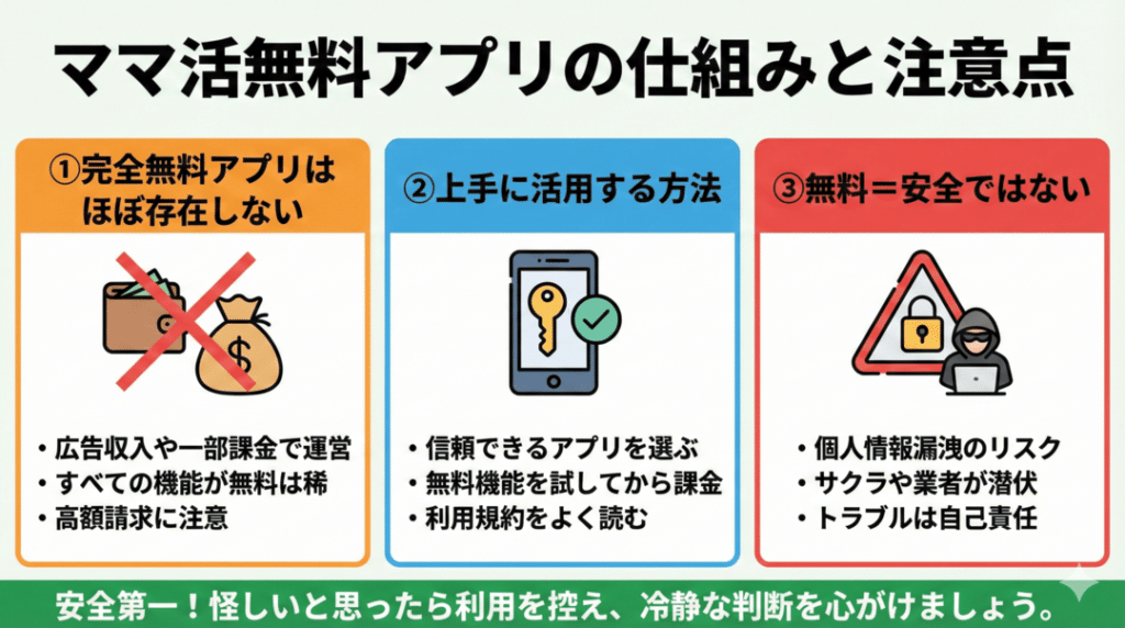 ママ活無料アプリは本当にある？仕組みと注意点