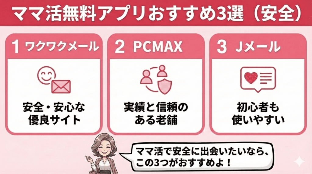 安全に使えるママ活無料アプリおすすめ3選